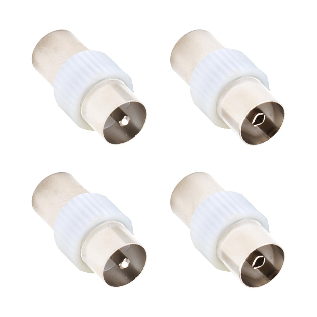 Onsolo TV Aerial Connectors 4 Pack Coax Cable Connectors Nickel Plated 2x Female-to-Female and 2x Male-to-Male Coaxial Coupler RF Connector Adapter Plug Kit for Seamless Signal TransmissionQ