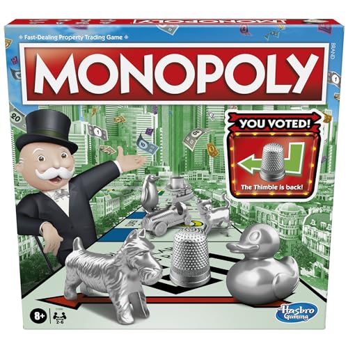 Monopoly Board Game, Family Time Games for Adults and Children, 2 to 6 Players, Strategy Fun for Kids, for Ages 8 and Up