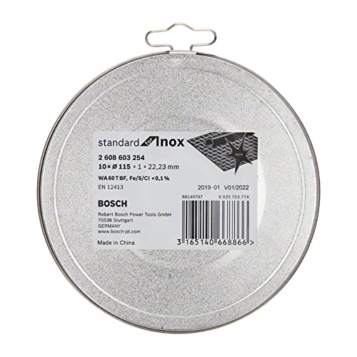 Bosch Professional 2608603254 Standard Inox Rapido Straight Cutting Disc, 115mm x 22mm x 1mm, White