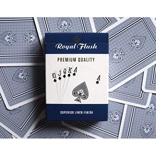 Royal Flush Poker Cards - Twin Deck Red and Blue, Professional Poker Playing Cards, Superior Linen Finish, Easy To Shuffle and Durable