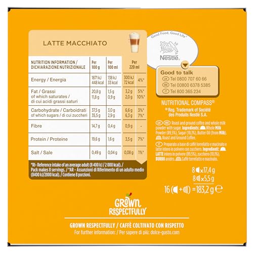 NESCAFE Dolce Gusto Latte Macchiato Coffee Pods - total of 48 Latte Macchiato Coffee Pods - Milky Coffee (3 Packs)