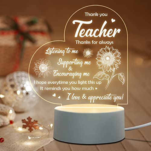 Niyewsor Thank You Teacher Gifts, Appreciation Teacher Night Light Teacher Gifts for Women Thank You Teacher Gifts Graduation Birthday Christmas