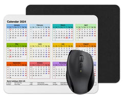 Vixar Calendar 2024 Mouse mat pad for UK with Holiday Non Slip PC Desktop Laptop (white)