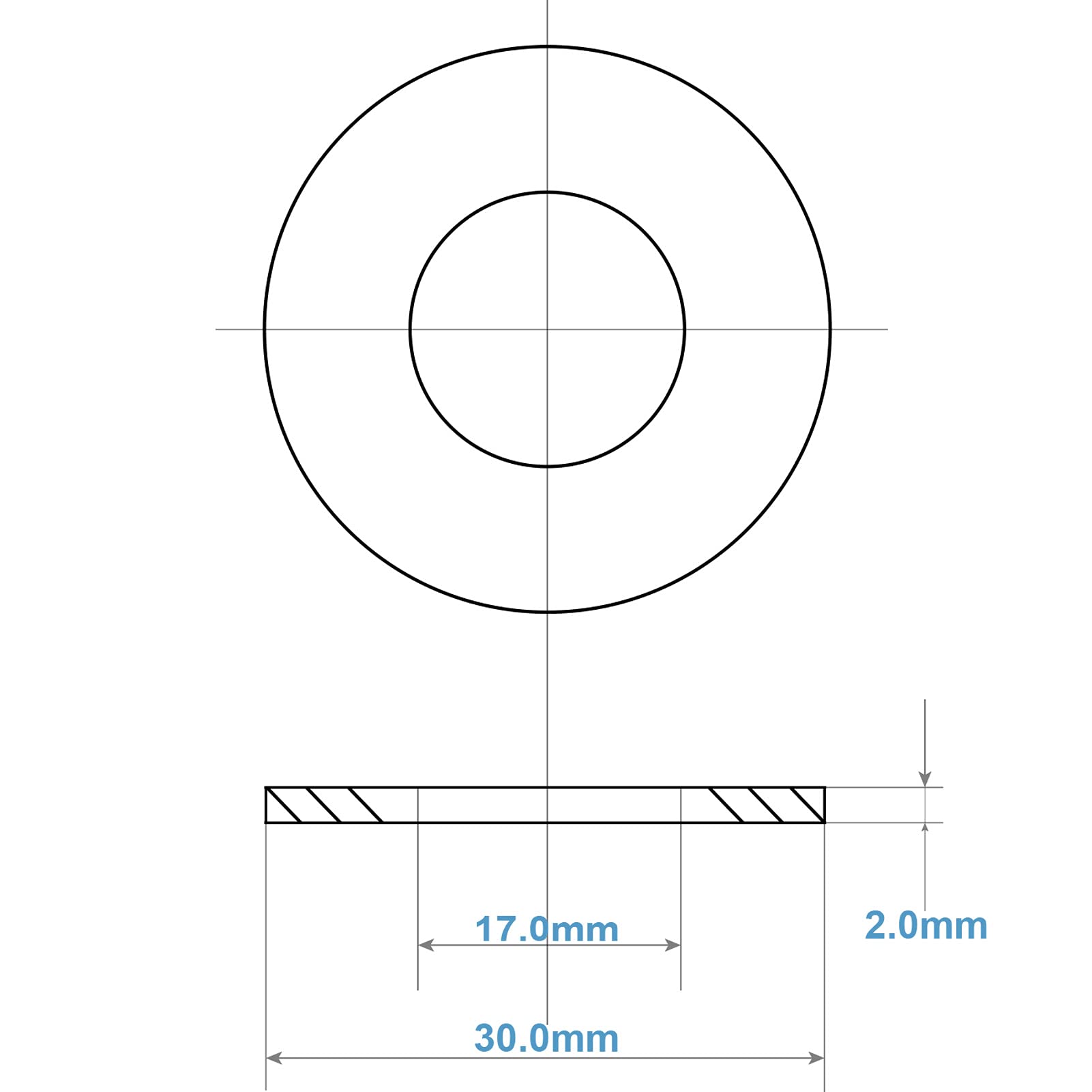 M16 Washers, M16 x 30mm Penny Washers, A2 304 Stainless Steel Washers, Flat Repair Washer, Large Metal Washers, Plain Round Chrome Washers for Screws & Bolts(Pack of 20)