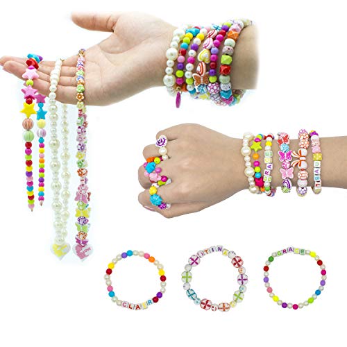 WONDERFORU Children DIY Beads for Jewellery Bracelet Necklaces String Making Kit, Friendship Bracelets Art Craft Kit for Girls Kids, 24 Colors