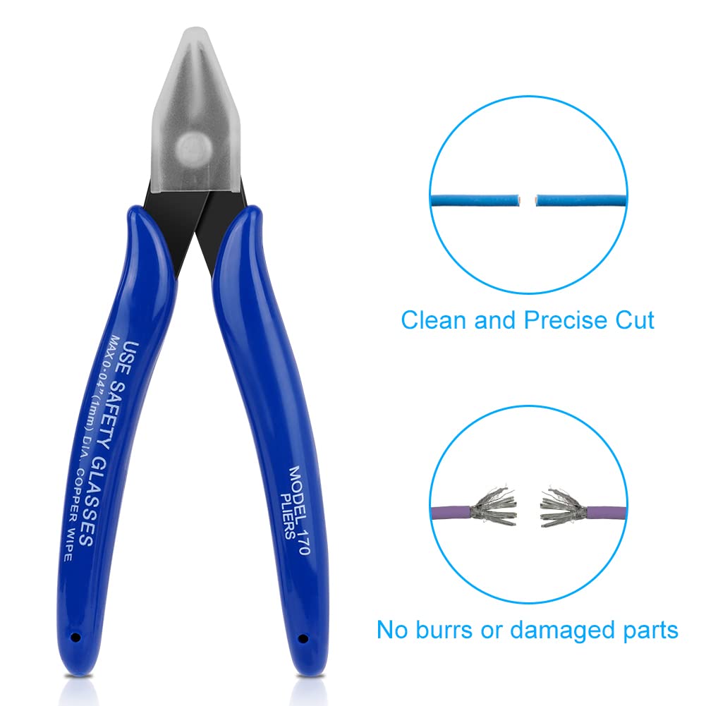 Ainiv 1PC Wire Cutter, Spring-loaded Side Cutters Flush Cutters, Diagonal Cutters Precision Side Cutters, Diagonal Cutting Pliers in CRV Steel, Heavy Duty Cutting Pliers for Electrical, Homes