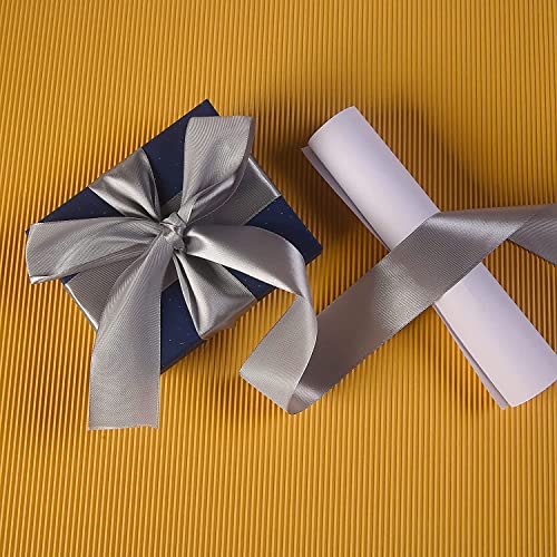 ZHIHUI Grey Satin Ribbon 10mm, 22 Meters Solid Colors Fabric Ribbon, Perfect for Wedding Decor, Wreath, Baby Shower, Gift Package Wrapping, Party Balloon & Hair Bows Decoration and Other Projects