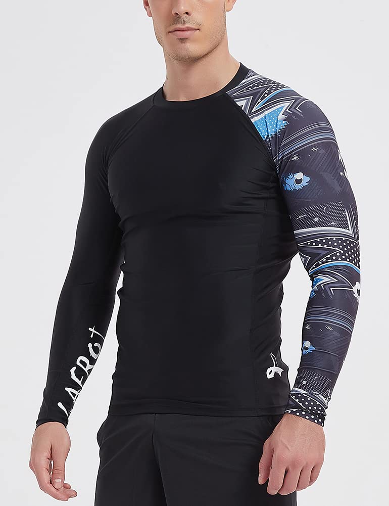 LAFROI Men's Long Sleeve UPF 50and Baselayer Skins Performance Fit Compression Rash Guard-CLYYB Asym Gaze Size LG