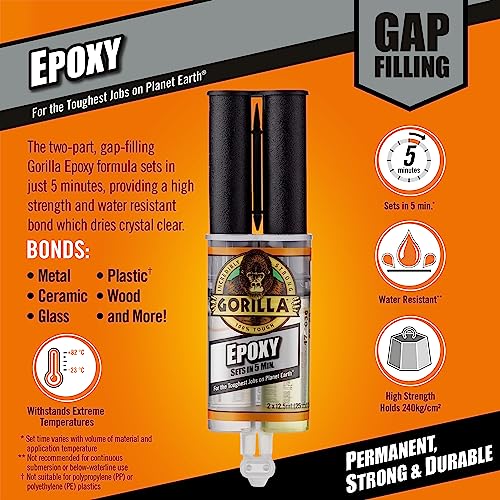 Gorilla 6044004 Epoxy (2 Pack), Clear, 25ml