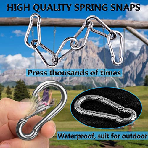 Spring Snap Hooks, 304 Stainless Steel Metal Clip Heavy Duty Rope Connector Small Snap Clamp Key Chain Link Buckle for Hammock Swing Set Outdoor Travel Camping Fishing Hiking (8 PCS, M6)