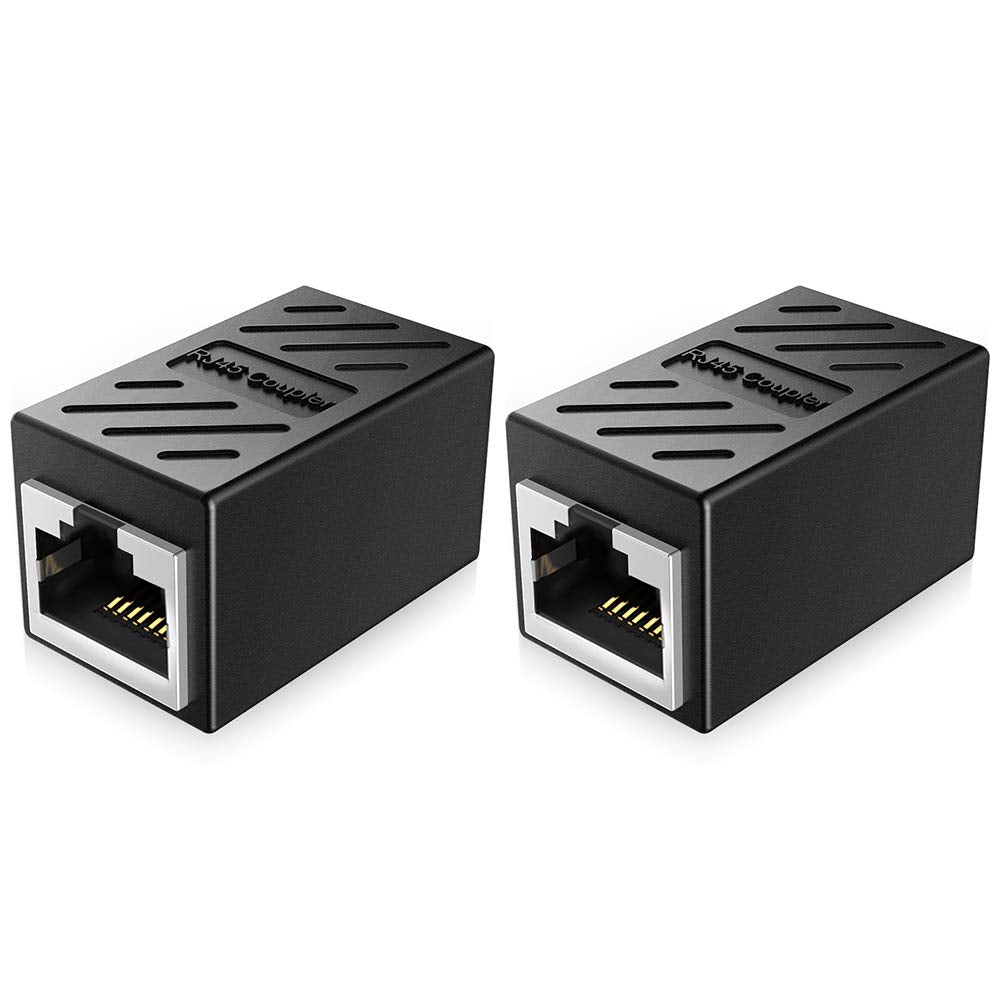 SAIBANGZI 2Pcs RJ45 Coupler Extender, Ethernet Extension Cable Adapter, 8P8C Network Coupler Connector, Ethernet Cable Extender Adapter Female to Female