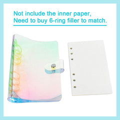 Smarpau A6 Binder Cover, Rainbow Clear Soft PVC 6 Hole Ring Binder Refillable Paper Binder Waterproof Loose Leaf Notebook Folder Personal Planner Binder Cover for Home School and Office Writing Supply