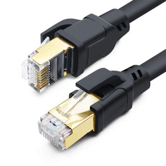 DDMALL CAT 8 Ethernet Cable 0.5m, High Speed 40Gbps 2000MHz SFTP Internet Network LAN Wire Cables with Gold Plated RJ45 Connector for Router, Modem, PC, Switches, Hub, Laptop, Gaming (Black, 0.5m)