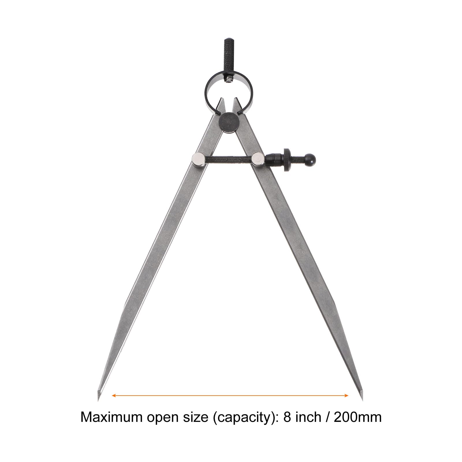 sourcing map Spring Joint Caliper 8 inch / 200mm Adjustable Spring Divider Caliper with Solid Nut for Metalworking Geometry Drawing Woodworking, Flat Leg