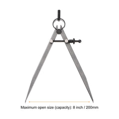 sourcing map Spring Joint Caliper 8 inch / 200mm Adjustable Spring Divider Caliper with Solid Nut for Metalworking Geometry Drawing Woodworking, Flat Leg