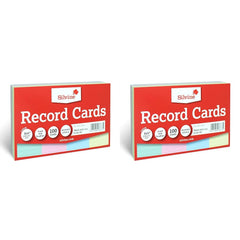 Silvine 8x5 inches Multi-Coloured Record Cards - Lined with Headline, 100 Cards per Pack. Ref 585AC (203 x 127mm) (Pack of 2)