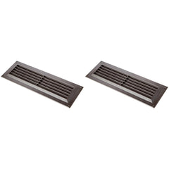 Map Louvre Vent Cover 9 x 3 (229mm x 76mm), Fixed Plastic Grille with Flyscreen to Cover Single Brick, Brown (Pack of 2)