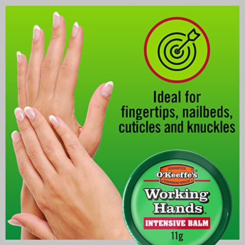 O'Keeffe's Working Hands Intensive Balm, 11g -Conditioning Hand Balm for Extremely Dry, Cracked Hands   Ideal for Fingertips, Nail Beds, Cuticles & Knuckles