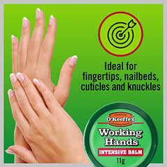 O'Keeffe's Working Hands Intensive Balm, 11g -Conditioning Hand Balm for Extremely Dry, Cracked Hands   Ideal for Fingertips, Nail Beds, Cuticles & Knuckles