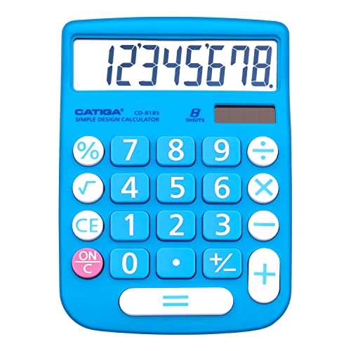 CATIGA Bureau CD8185 and Home Style Calculator 8 Digit LCD Screen Suitable for Office and Move Use (Blue)