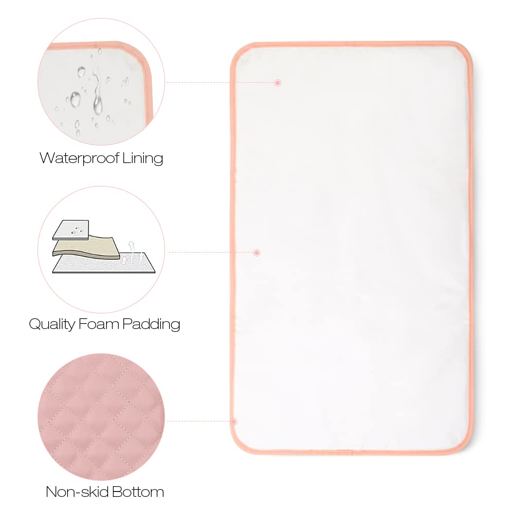 Lekebaby Nappy Changing Mat Foldable Baby Changing Mat Travel Changing Mat Portable Baby Change Mat,Quilted Pink