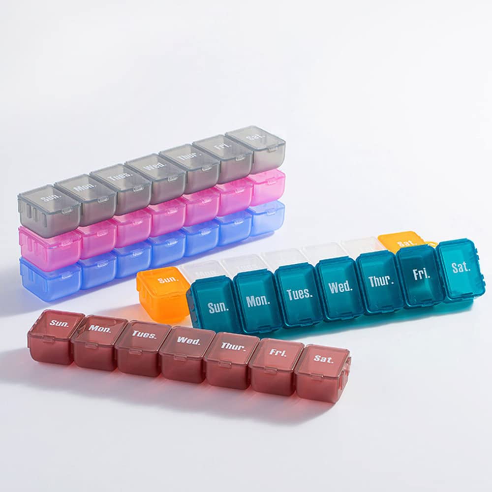 Pill Boxes 7 Day 1 Times a Day with 7 Compartments (Detachable/Combined), Travel Pill Box Organiser, Pill Holder for Vitamins and Medication