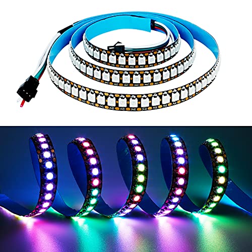 TOPAI WS2812B RGB LED Pixel Strip 1M 144LEDs, Individually Addressable Black PCB IP20 NO-Waterproof Cuttable 5050 SMD IC 5V Smart Flexible LED Lighting