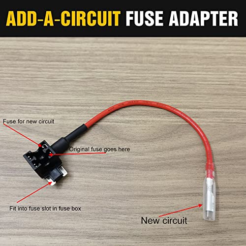 Gebildet 12/24V Low Profile MINI Add-a-Circuit Fuse Tap, Mini Piggy Back Blade Fuse Holder with Wire Harness, 6 pcs Mini Blade Fuse (3A 5A 7.5A 10A 15A 20A) and Fuse Puller (Pack of 4)