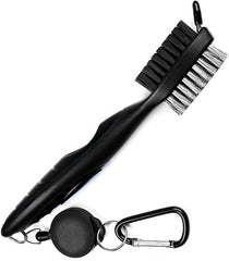 Golf Brush Groove Cleaner with Retractable Zip-line and Aluminum Carabiner Cleaning Tools(Black)