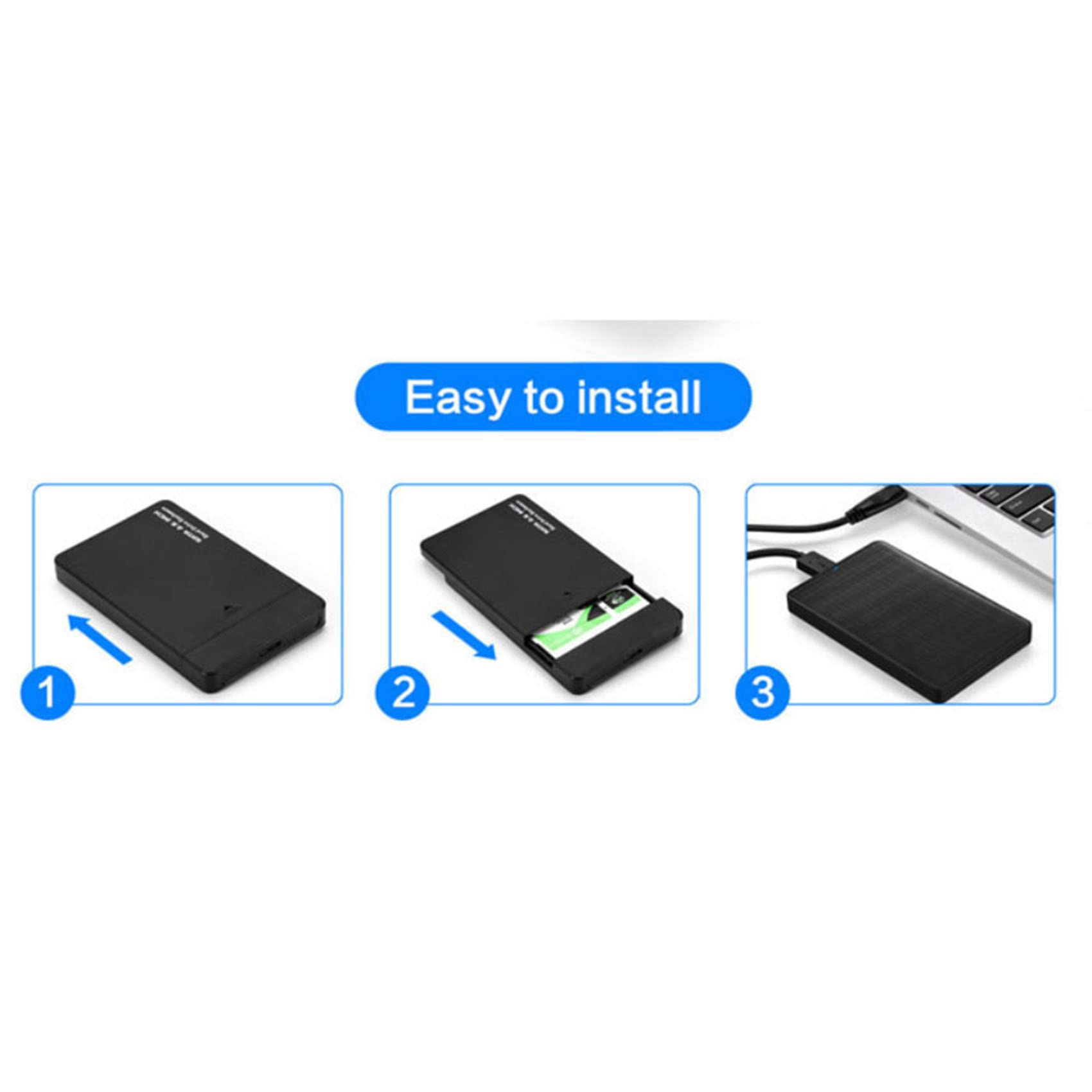 EasyULT 2.5 Inch SATA to USB 3.0 Tool-free External Hard Drive Enclosure [Support UASP SATA III], 5Gbps External Disk Caddy Case for 9.5mm & 7mm 2.5 inches SATA I/II/III HDD SSD, MacBook, with OTG Adapter