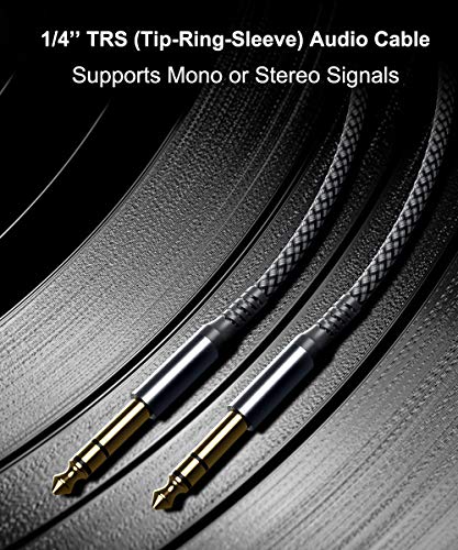 Elebase 1/4 Inch TRS Instrument Cable 3M 2-Pack,Straight 6.35mm Male Jack Stereo Audio Interconnect Cord,6.35 mm Balanced Line for Electric Guitar,Bass,Keyboard,Mixer,Amplifier,Amp,Speaker,Equalizer