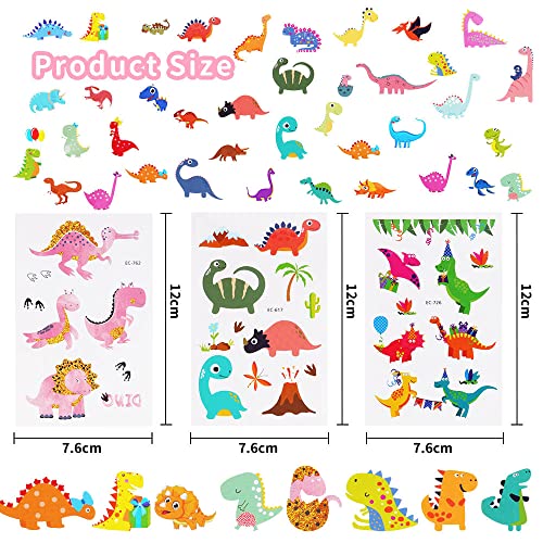 AOOWU Temporary Tattoo for Kids, 30 Sheets Kid Temporary Tattoos Sticker, Waterproof Fake Tattoo Set, Childrens Cartoon Dinosaur Tattoo Stickers for Boys Girls Dinosaur Theme Birthday Party Bag Filler