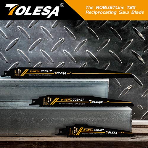 TOLESA Metal Wood Demolition Reciprocating Saw Blades 225mm 8and10TPI Sawzall Blades for Steel Pipe Cutting, Drywall, Chipboard, Glass Fiber-Reinforce Plastic and Composite Materials Demolition 5 Pack