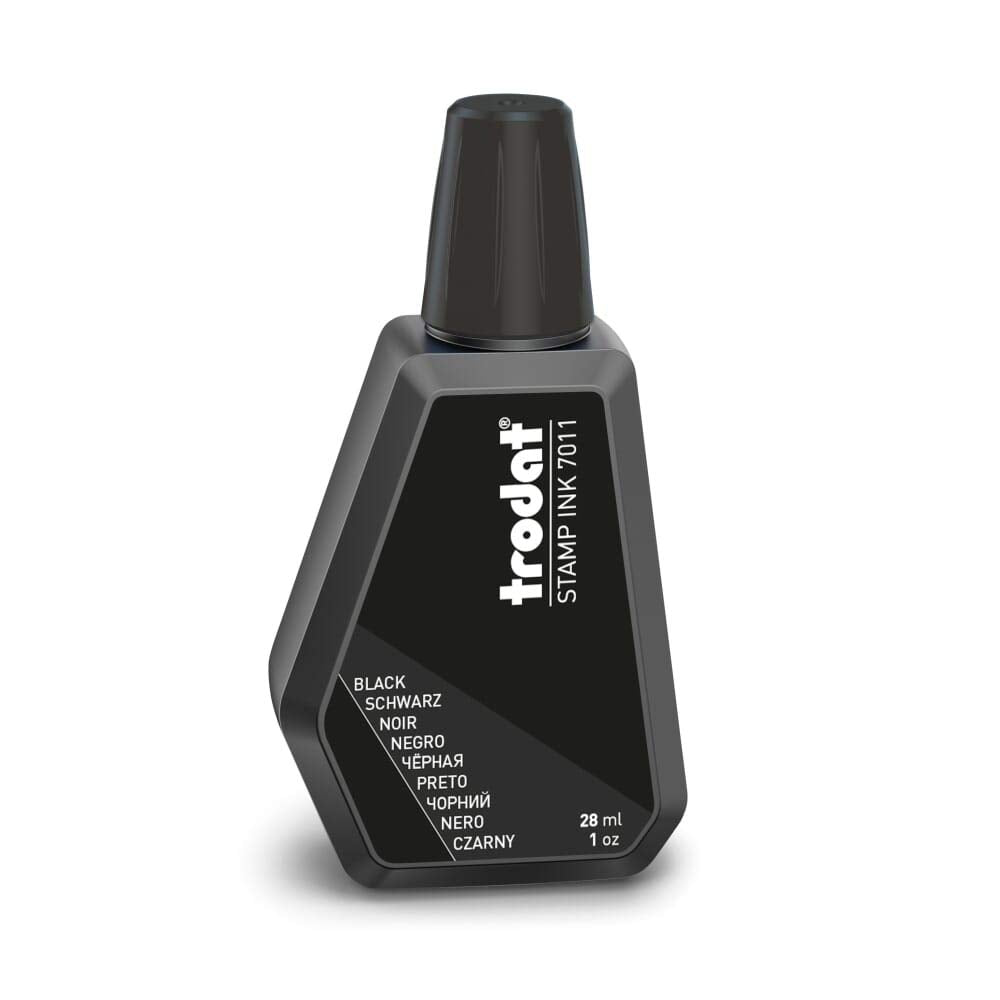 Trodat Black Ink Bottle - 28 ml - Replacement Ink for Hand Stamp Ink Pads (Pack of 2)