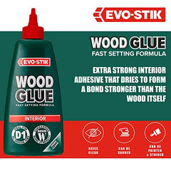 EVO-STIK Wood Glue - Interior, Extra Strong, Fast Setting, Suitable for All Wood Types, Dries Clear, 500ml