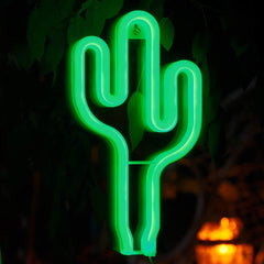 LED Green Cactus Neon Sign Wall Decor USB or Battery Operated Neon Night Lights Lamps Art Decor Wall Decoration Table Lights Decorative for Home Living Room Wedding Birthday Christmas Party