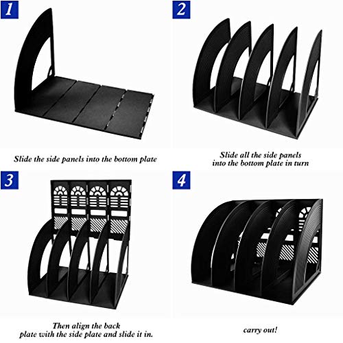 KXF Arched File Organiser Desktop File Organizer for A4 Documents File Holder Office Desk Storage Kitchen Organiser Plastic File Rack Dividers 4 Compartments File Frame Cabinet For Home School