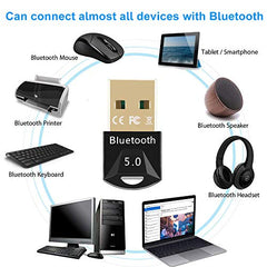 EasyULT USB Bluetooth 5.0 Adapter for PC Laptop, Wireless Bluetooth Dongle/Receiver for windows 11/10/8/8.1/7, Plug and Play, Wireless Transfer for Headset Speaker Keyboard Mouse Printer