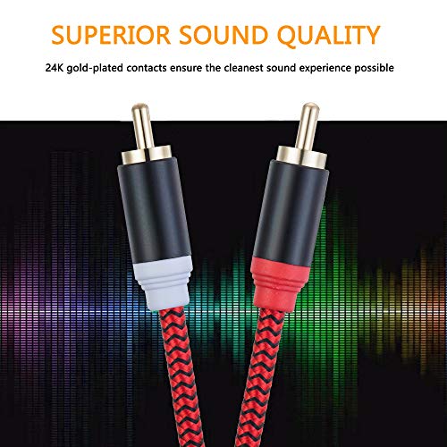 RCA Cable 6M,2Rca Male to 2-Rca Male Audio Stereo Subwoofer Cable [Hi-Fi Sound] Nylon-Braided Auxiliary Cord for Home Theater,Hi-Fi Systems,and more(20Ft/6M)