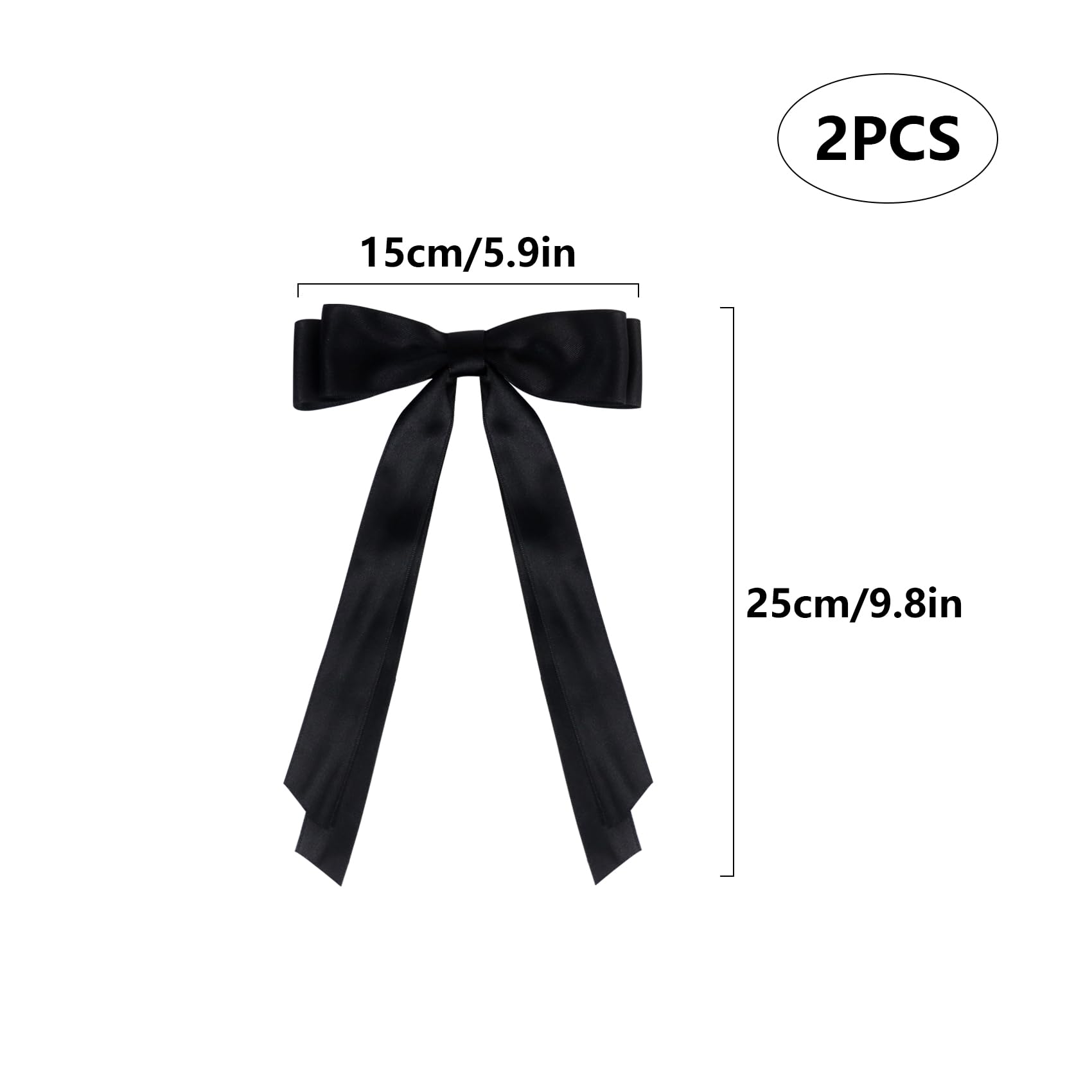 2 Pack Bow Hair Clips, BlackHair Bows for Girls and Women, Hair Barrette Hair Ribbon Bow Clips