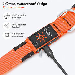 KOSKILL Light Up Dog Collar, Led Dog Collar Usb Rechargeable Waterproof, Flashing Dog Collars For Dark, Illuminated Dog Collars, Glowing In The Dark Dog Collar Lights For Dogs Night Walking Orange M