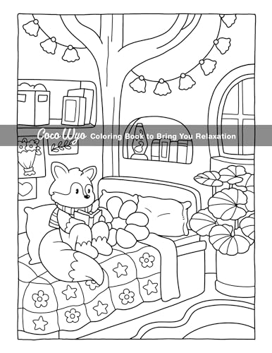 Cozy Spaces: Coloring Book for Adults and Teens Featuring Relaxing Familiar Corners with Cute Animal Characters for Stress Relief