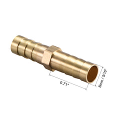 sourcing map 8mm or 5/16 inches ID Brass Barb Splicer Fitting,Straight Barb Hose Fitting Air Gas Water Fuel,2pcs