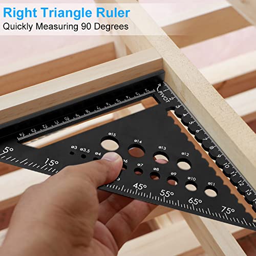 flintronic Triangle Ruler Carpenters Square Tool, Aluminium Metal Set Square Carpentry Triangle Ruler, Triangle Ruler Protractor, Aluminum Carpenters Roofing Square, Metric Woodwork Square