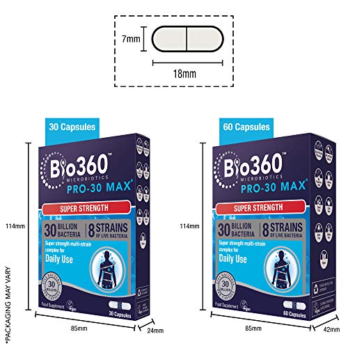 Natures Aid Bio360 Pro-30 MAX (30 Billion Bacteria), from Natures Aid, 30 Capsules