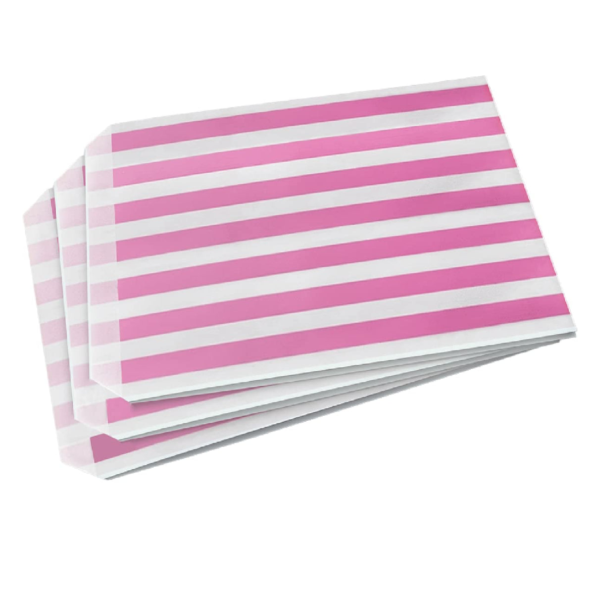 Sabco - 100 Pink Sweet Candy Striped Paper Bags 5 x 7 inches for Confectionary Party Favour Pick n Mix Wedding Sweets Gift Bag (100, 5 x 7 inches)