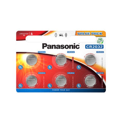 Panasonic CR2032 Lithium 3 Volt Battery card of 6