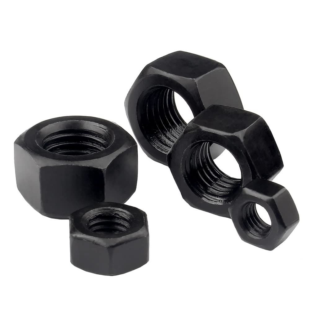 M5(5mm) Iron Black Hex Nut for Bolts & Screws Full Nuts with Coarse Thread DIN 934(Pack of 20)