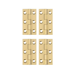 YOFASEN Copper Small Hinges Door Hinges - Brass Folding Butt Hinges Furniture Cabinet Butt Hinges with Hinge Fixing Screws, Gold, 2 Inch(50x27x1.2mm) - 4pcs