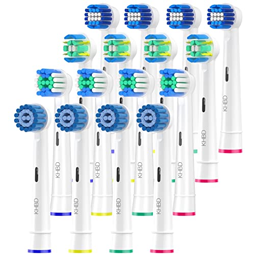 KHBD Toothbrush Head Compatible with Braun Oral b Electric Toothbrush, 16 Packs Replacement Toothbrush Heads-Include 4 Precision Brush, 4 Floss Brush, 4 Deep Cleaning Brush, 4 Sensitive Brush, White